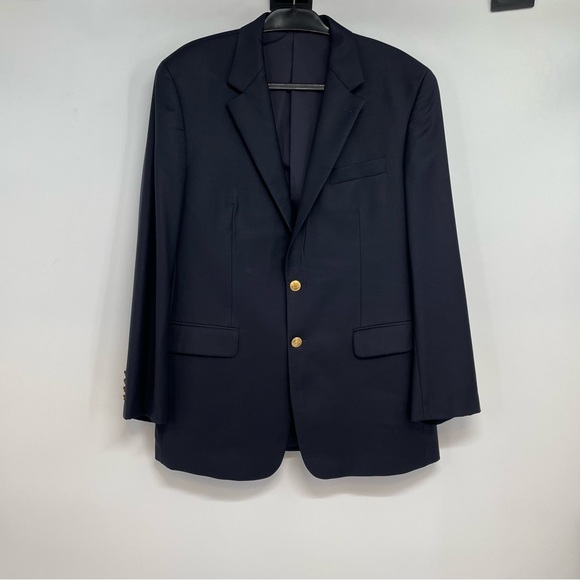 Lauren RALPH LAUREN Sport Coat Blazer MEN’S 42RNAVY BLUEWOOL GOLD BUTTON